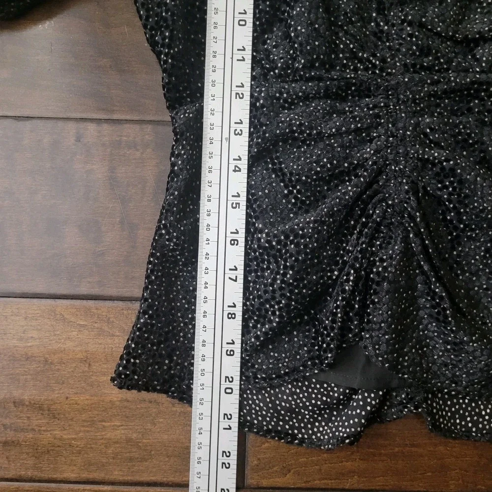 ASTR XS The Label Florence Black Velvet Top Ruched Puff Sleeves Whimsigoth